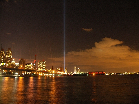NY- Twin Towers Lit Up by people jumping from twin towers 9 11. NY- Twin Towers Lit Up by